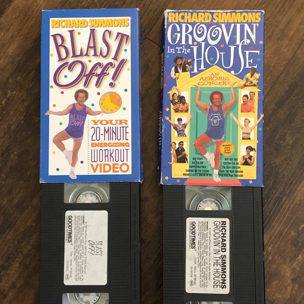 Richard Simmons 2 Workout Videos, Blast Off & Groovin' in the House, vintage 90s